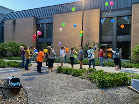 Balloon release at the candlelight vigil